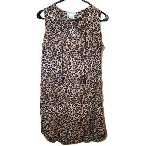 New BeachLunchLounge leopard-print dress small sleeveless women tassel beach